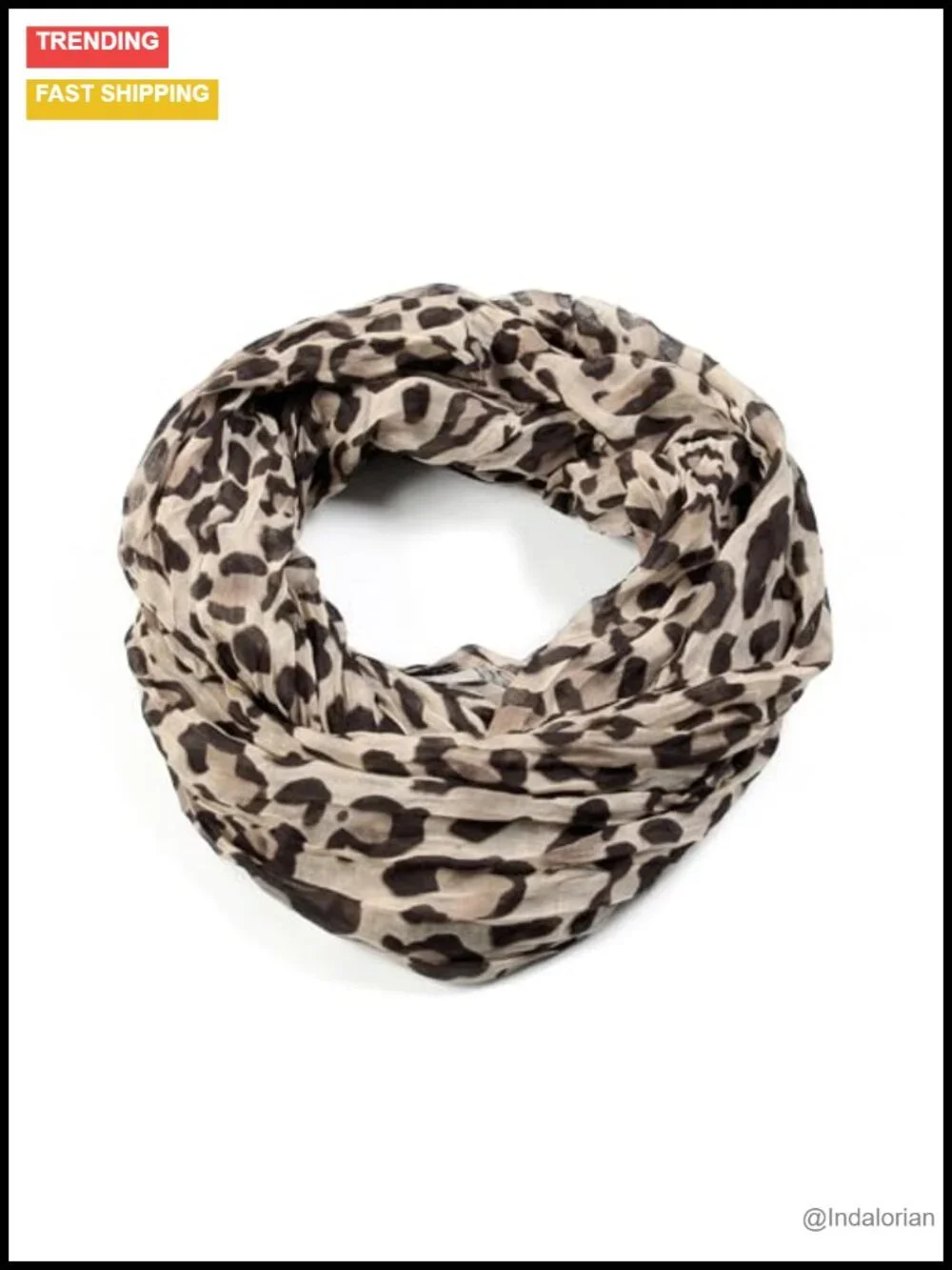Classic Leopard Print Infinity Fashion Scarf Lightweight Polyester